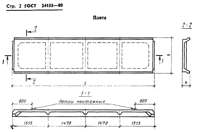 Плита ребристая П 60.15 - АтV (АV, АIV), ГОСТ 24155-80