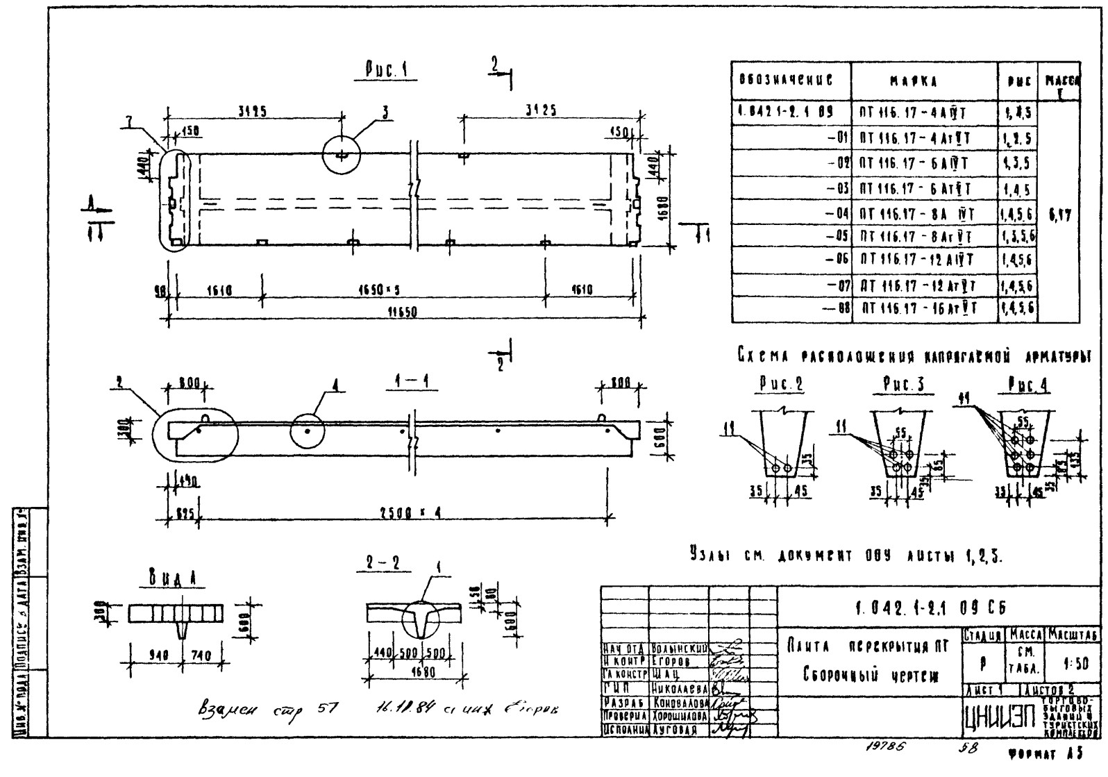 Плита ребристая ПТ 116.17-16 АVТ (1), серия 1.042.1-2, выпуск 1
