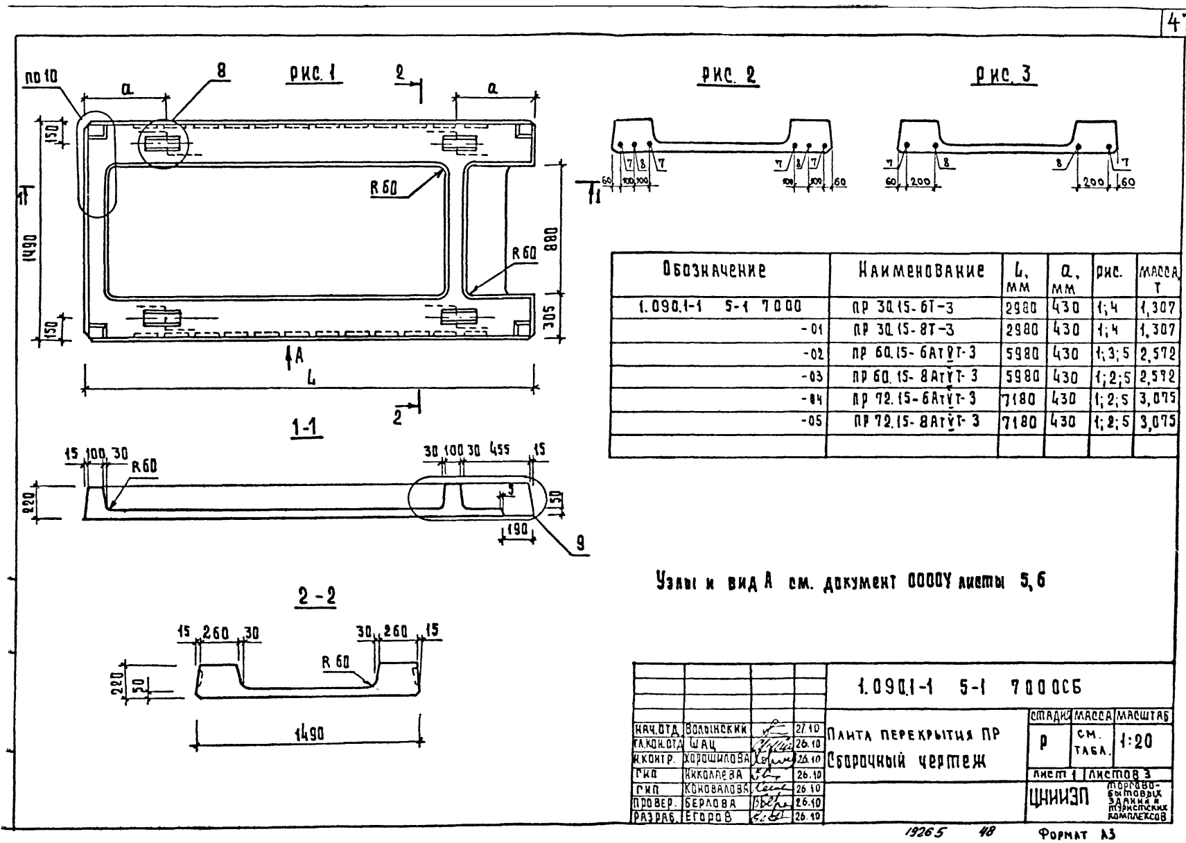 Плита ребристая ПР 30.15 - 8Т - 3, серия 1.090.1-1, выпуск 5-1