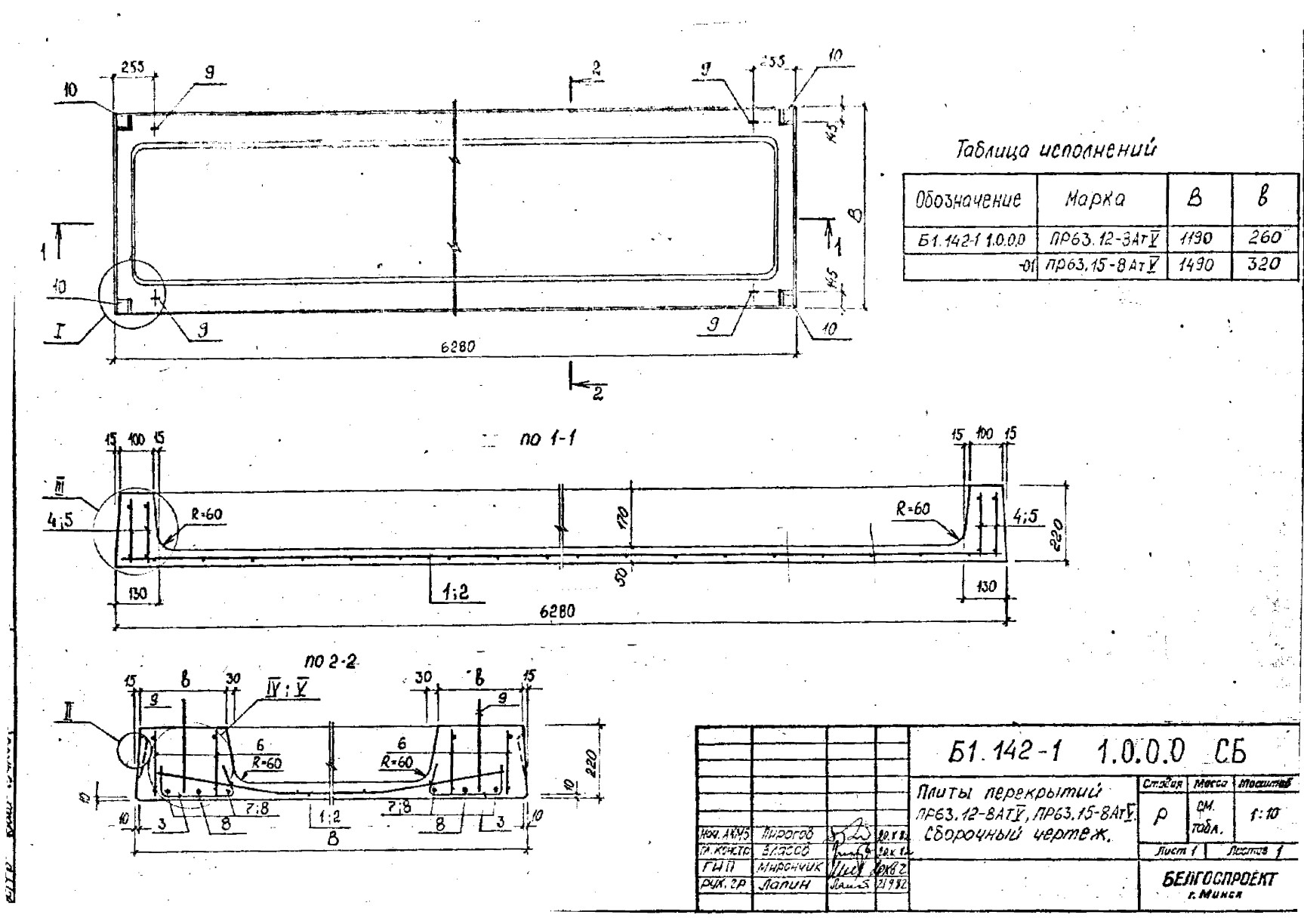 Плита ребристая ПР 63.12-8 АтV, серия Б1.142-1
