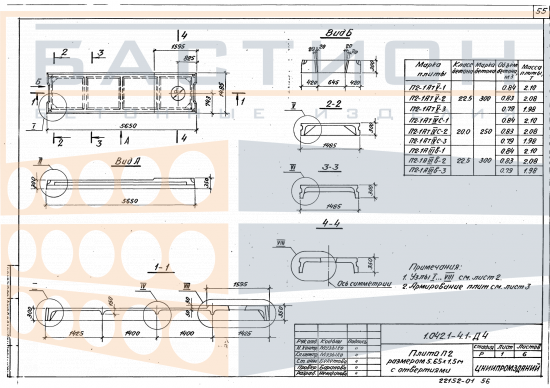 Плита ребристая П2 - 1 АтV (АIV, АтIV, АIIIв) (СК) (л) - 2, серия 1.042.1-4, выпуск 1