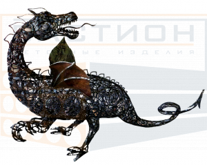 Декоративные фигурки из габиона Дракон