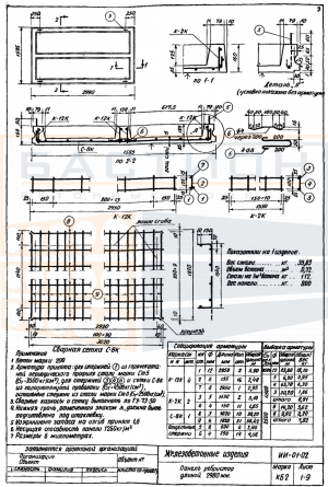 Плита ребристая КБ 2, серия ИИ-01-02