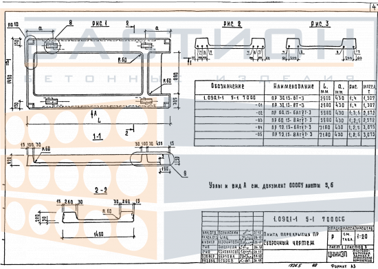 Плита ребристая ПР 60.15 - 8 АтV Т - 3, серия 1.090.1-1, выпуск 5-1