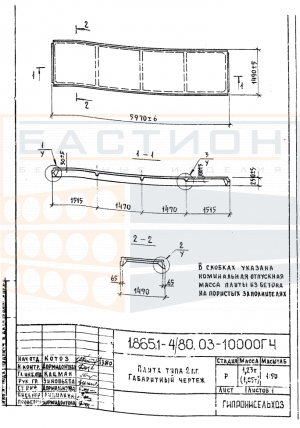 Плита ребристая 2 ПГ, серия 1.865.1-4.80, выпуск 3