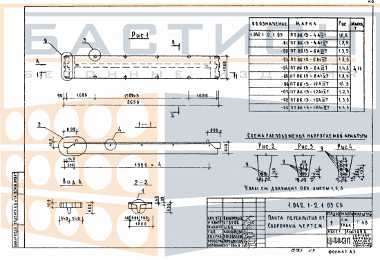 Плита ребристая ПТ 86.13-12 АIVТ (АVТ), серия 1.042.1-2, выпуск 1