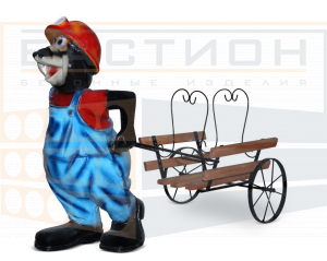 Фигура для дачи Крот с тележкой