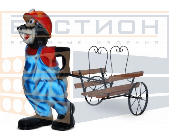 Фигура для дачи Крот с тележкой