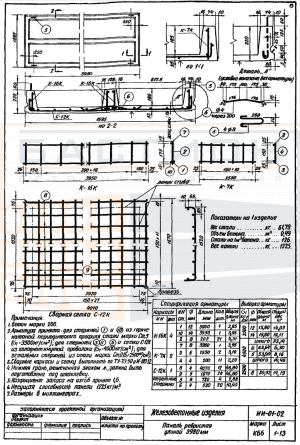 Плита ребристая КБ 6, серия ИИ-01-02