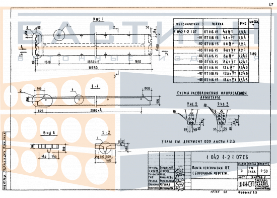 Плита ребристая ПТ 116.15-6 АIVТ (АVТ), серия 1.042.1-2, выпуск 1